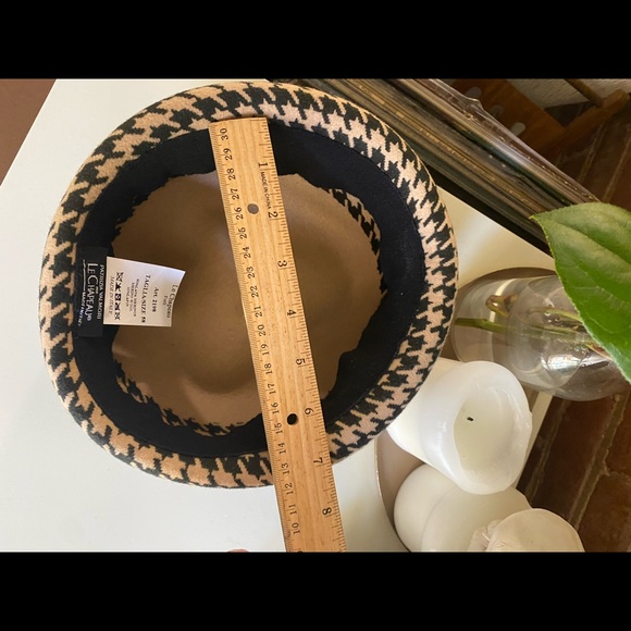 Made in Japan- Le Chapeau 100% wool houndstooth Baret hat with rabbit fur top - Picture 7 of 10